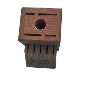 Cutco Wooden Tan 10 Slot Honey Oak Finish Knife Block Size 8" x 4"